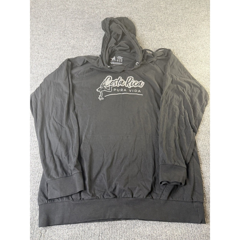 Costa Rica‎ Pura Vida Hoodie Morpho XXL Black Frog Graphic Pullover 100% Cotton